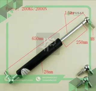 250mm Stroke200kg/2000n Force Auto Gas Spring Damper Ball Gas Strut