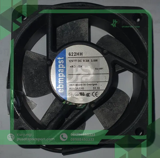 Fan Ebmpapst 622HH 12V 0.295A 3.5W 6025 6CM - gambar 2