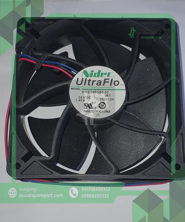 Fan Nidec V12E24BGB5-52 J87 DC 24V 1.40A 12038 12CM 3 Kabel - gambar 2