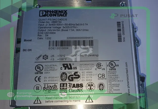 Power supply phoenix QUINT-PS/3AC/24DC/5 Input 3phase 400-500v 50/60hz - gambar 2