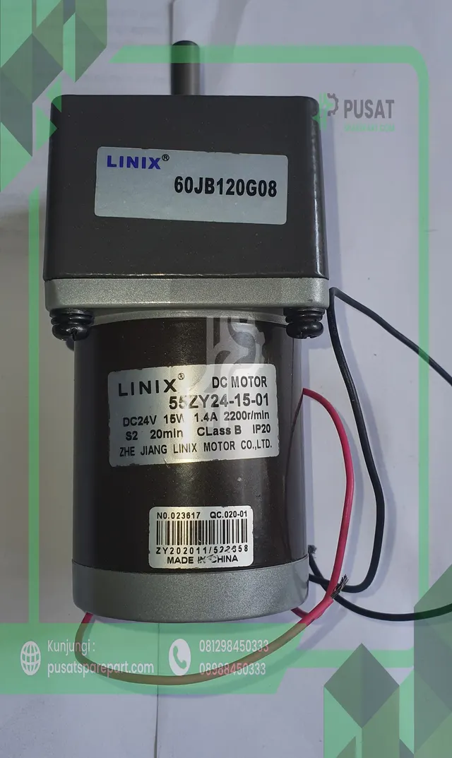 Linix DC 24V 15W Gear Motor 55ZY24-15-01 8mm Shaft 2200R