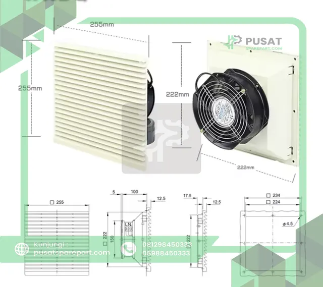 Fan FK-3325-230 Cabinet Ventilation Filter Set Shutters Cover 