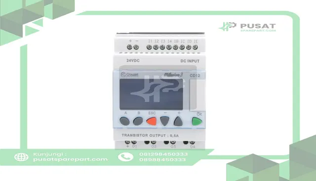 Crouzet 88974042 Controller, Logic, M3 Custom, 8 DigitalIn/4 Relay Out, 24 VDC PNP, CD12ST - gambar 3