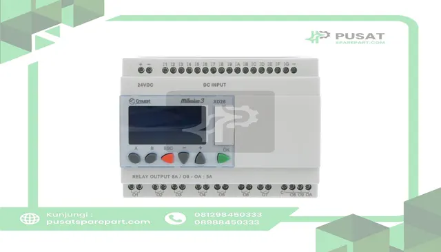Crouzet 88974161 Controller,PLC,Sup-V 24DC,16 Analog/Digital In,10 Relay Out,Panel Mnt,Screw - gambar 3
