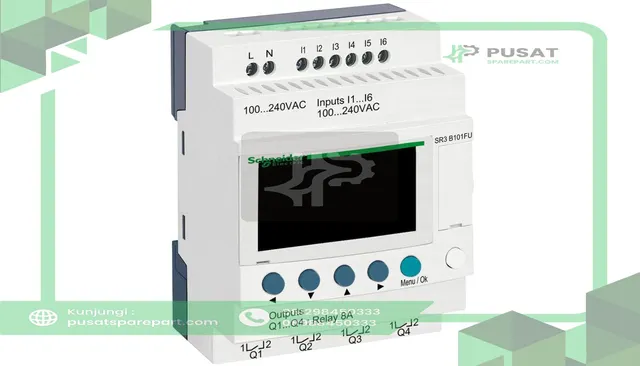 Schneider Electric SR3B101FU Smart Relay, 10 I/O, 100-240 VAC, Clock, Display, Zelio SR3 Series