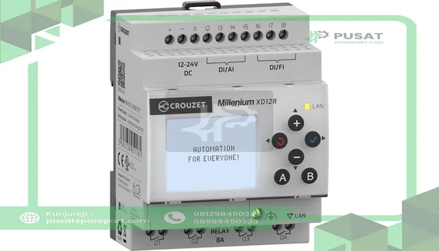 Crouzet MXD12RD7ET PLC With Display, 8 DI 4 RO, 12-24 VDC, Millenium Series