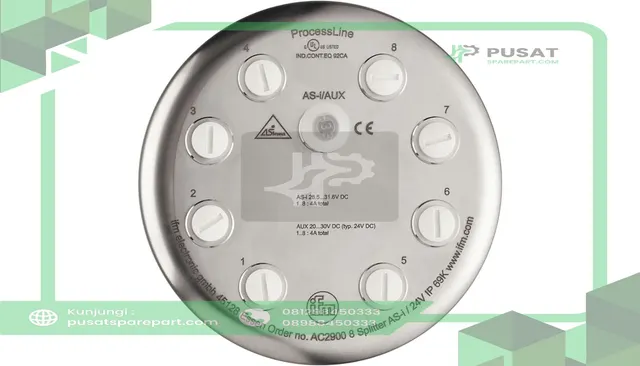 ifm efector AC2900 AS-Interface AS-I bus and aux power splitter, 8 M12 connections, IP69K