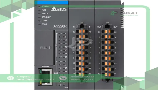 Delta Electronics AS228R-A CPU,Relay output,1xEthernet,2xRS-485 ports,1xUSB port,1xMicro SD interface,CAN