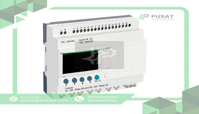 Schneider Electric SR3B261FU Modular Smart Relay, 26 I/O, 100-240 VAC, Display, Zelio SR3 Series - gambar 2