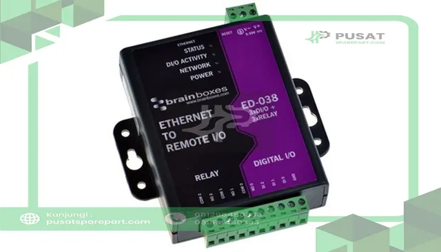 Brainboxes ED-038 I/O Module;Industrial;Ethernet to 3x Relay + 3 Digital Inputs;DIN-Rail;ED Series