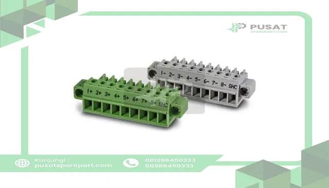 Phoenix Contact 2907031 Pair of screw-clamp plugs to connect to VIP base module labeled 1-8.