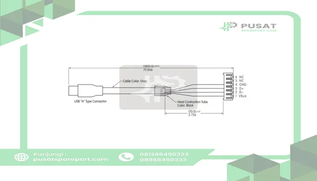 NKK Switches ZE258-234G-10USB USB Controller Cable for Controller Boards, ZE Series