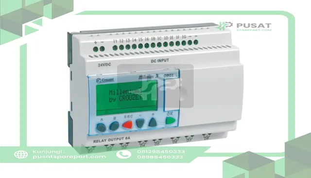 Crouzet 88974055 Controller,PLC,Sup-V 12DC,12 Analog/Digital In,8 Relay Out,Panel Mnt,Screw