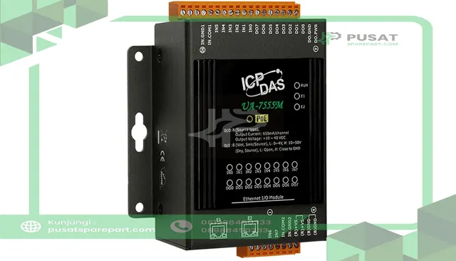 ICP UA-7555M OPC UA I/O Module with 8-ch DI, 8-ch DO and 2-port Ethernet Switch